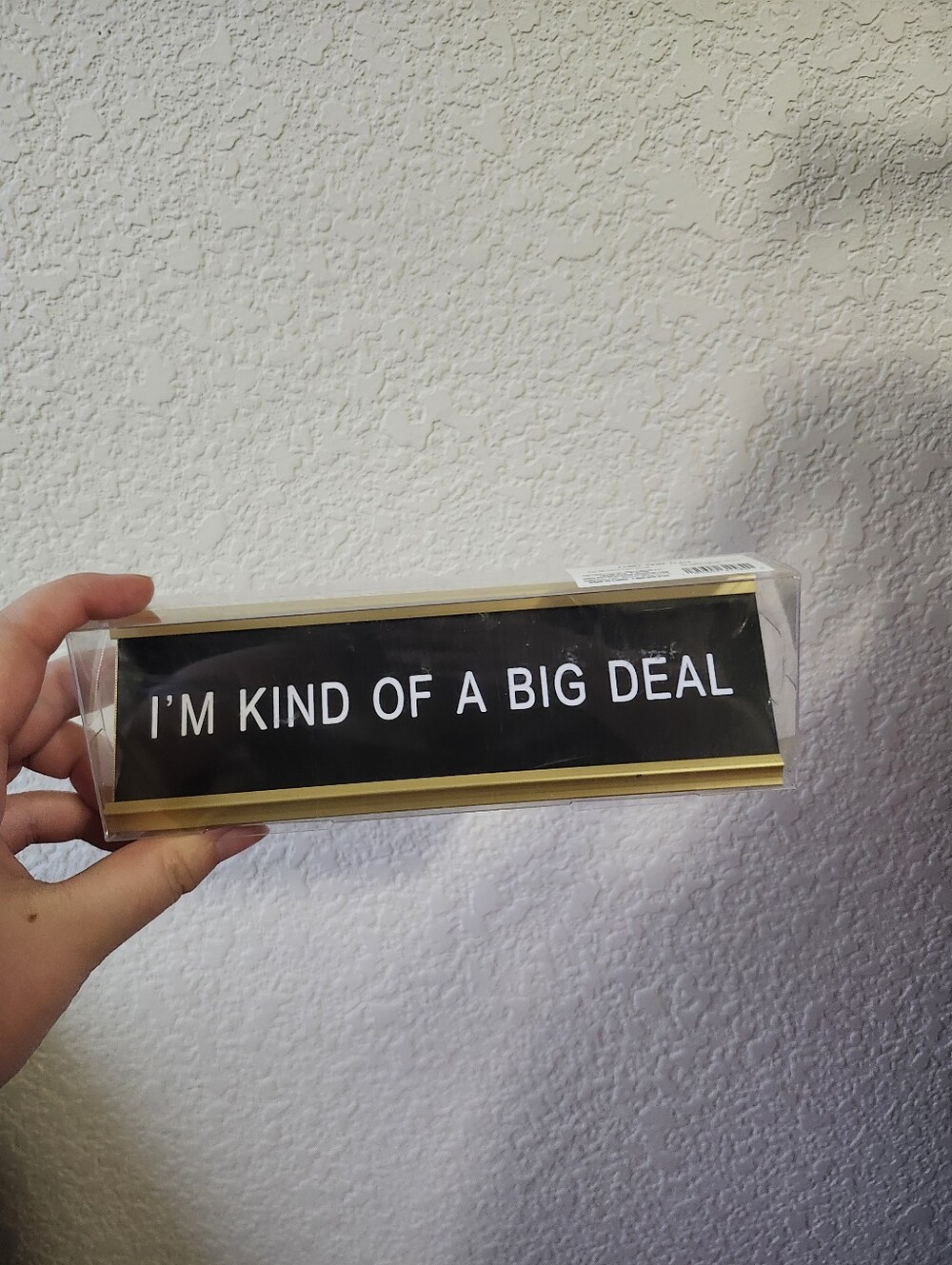 Black and Gold Desk Nameplate - "I'm Kind of a Big Deal"